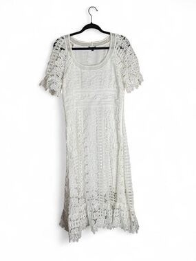Floryday White Lace Midi Dress - Size Large NWOT - Bridal / Summer Event